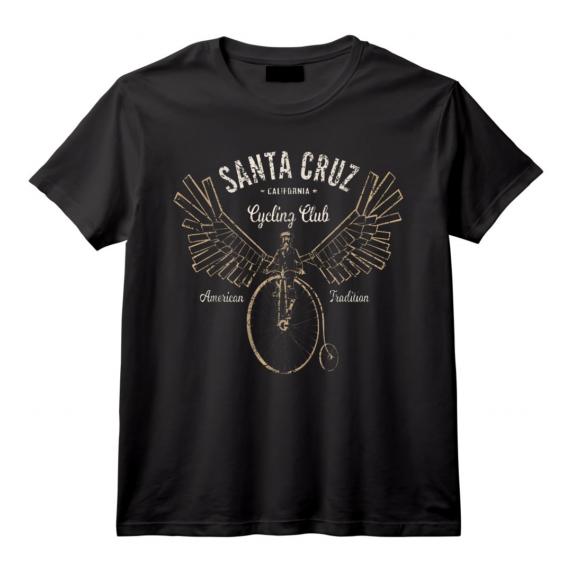 Santa Cruz Penny Farthing Vélo Steampunk Ailé T-Shirt Vintage - Cadeau Cycliste Unique pour Amateurs de Style Rétro
