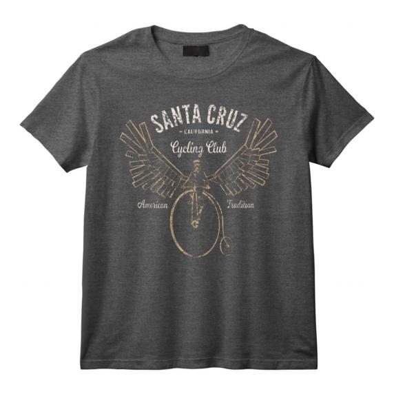 Santa Cruz Penny Farthing Vélo Steampunk Ailé T-Shirt Vintage - Cadeau Cycliste Unique pour Amateurs de Style Rétro