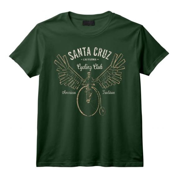 Santa Cruz Penny Farthing Vélo Steampunk Ailé T-Shirt Vintage - Cadeau Cycliste Unique pour Amateurs de Style Rétro