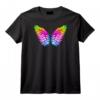 Femme Arc-en-ciel LGBT Ailes d'Ange Fierté Lesbienne et Gay T-Shirt avec Col en V - Pour Supporters de la Cause LGBTQ