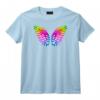 Femme Arc-en-ciel LGBT Ailes d'Ange Fierté Lesbienne et Gay T-Shirt avec Col en V - Pour Supporters de la Cause LGBTQ
