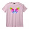 Femme Arc-en-ciel LGBT Ailes d'Ange Fierté Lesbienne et Gay T-Shirt avec Col en V - Pour Supporters de la Cause LGBTQ