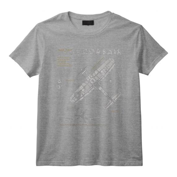 F4U Corsair Vintage WWII Warbird T-Shirt - Historical Facts & Blueprint Design | Great Gift for Military Aviation Fans & Airshow Enthusiasts