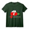 Cœur Rouge Inscription I Love Sriracha T-Shirt - Idéal pour les Amateurs de Pho et de Sauce Pimentée