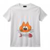 Femme Dessin animé Poisson Mort Chat T-Shirt avec Col en V - Idée Cadeau Humoristique pour Famille et Amis