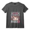 Fille Majeure enfin 18 ans - J'aime les Animés et les Mangas T-Shirt Col en V - Cadeau Humoristique pour Fan de Culture Japonaise