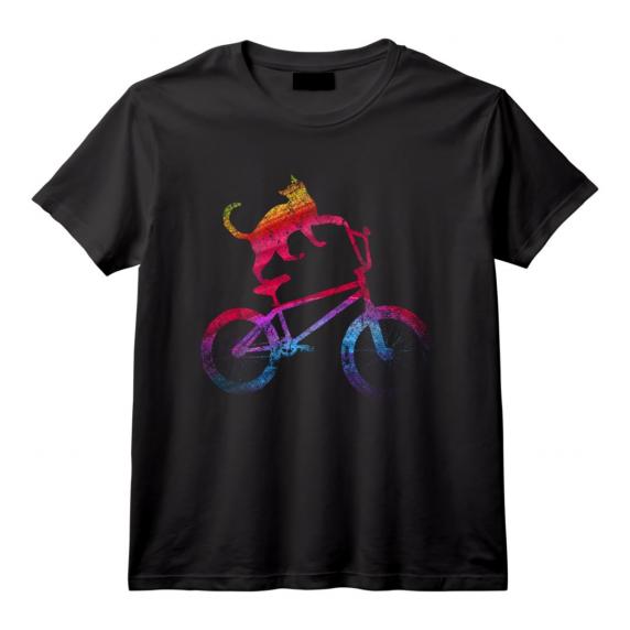 Cyclisme BMX Animal Chat Coloré Cycliste Drôle Cadeau Vélo T-Shirt - Design Cool pour Amateurs de Sport et Cadeau de Noël