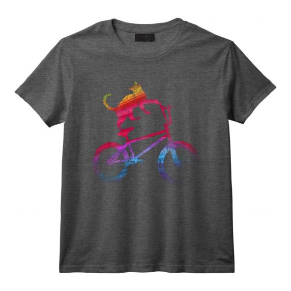 Cyclisme BMX Animal Chat Coloré Cycliste Drôle Cadeau Vélo T-Shirt - Design Cool pour Amateurs de Sport et Cadeau de Noël