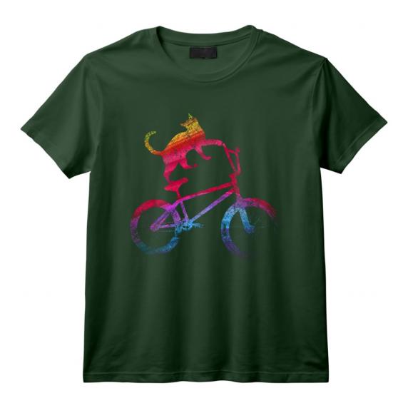 Cyclisme BMX Animal Chat Coloré Cycliste Drôle Cadeau Vélo T-Shirt - Design Cool pour Amateurs de Sport et Cadeau de Noël