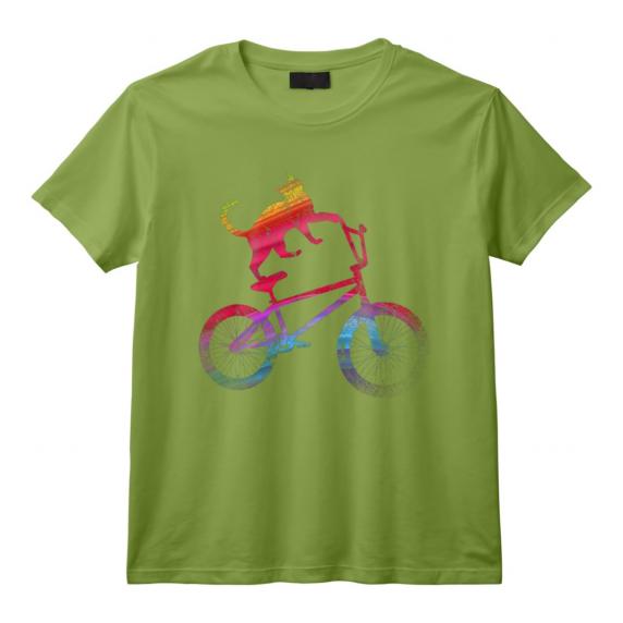 Cyclisme BMX Animal Chat Coloré Cycliste Drôle Cadeau Vélo T-Shirt - Design Cool pour Amateurs de Sport et Cadeau de Noël