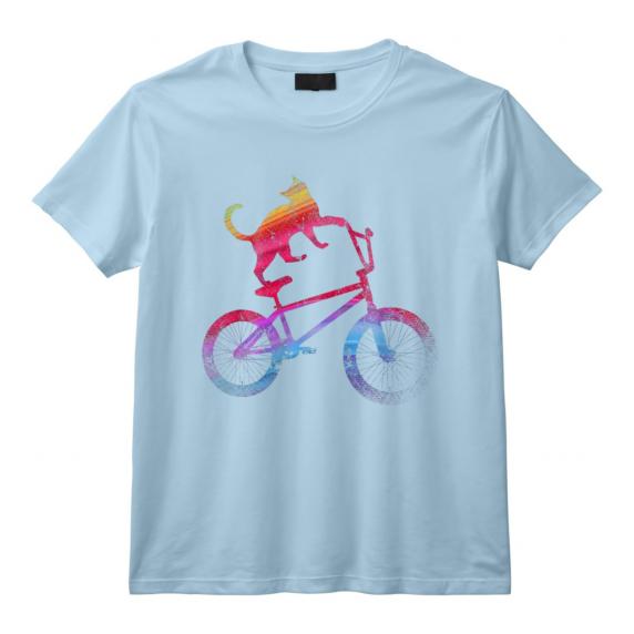 Cyclisme BMX Animal Chat Coloré Cycliste Drôle Cadeau Vélo T-Shirt - Design Cool pour Amateurs de Sport et Cadeau de Noël