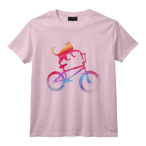 Cyclisme BMX Animal Chat Coloré Cycliste Drôle Cadeau Vélo T-Shirt - Design Cool pour Amateurs de Sport et Cadeau de Noël