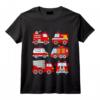 Enfant Tee Shirt Camion de Pompier Bebe Voitures de Pompiers T-Shirt - Original et Mignon pour les Petits Pompiers en Herbe