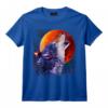 Lune de sang de loup hurlant T-Shirt - Design Original d'Art Illustration Nature Loup