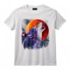 Lune de sang de loup hurlant T-Shirt - Design Original d'Art Illustration Nature Loup