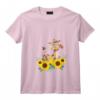Femme Animal Mignon Girafe Cadeau Pour Une Fleuriste Tournesol T-Shirt avec Col en V - Idée Unique pour les Passionnées d'Animaux et de Girafes