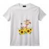 Femme Animal Mignon Girafe Cadeau Pour Une Fleuriste Tournesol T-Shirt avec Col en V - Idée Unique pour les Passionnées d'Animaux et de Girafes