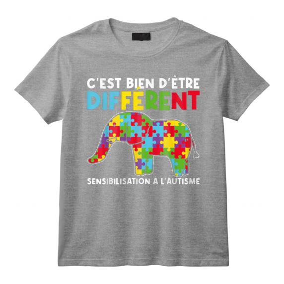 T-Shirt Sensibilisation Autisme Mon Fils Coeur Autiste - Cadeau Conscient