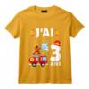 Enfant Cadeau Anniversaire 3 ans Garçon Pompier Brigade des Sapeurs-Pompiers T-Shirt - Idée Originale pour Fan de Pompiers