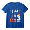 Enfant Cadeau Anniversaire 3 ans Garçon Pompier Brigade des Sapeurs-Pompiers T-Shirt - Idée Originale pour Fan de Pompiers