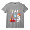 Enfant Cadeau Anniversaire 3 ans Garçon Pompier Brigade des Sapeurs-Pompiers T-Shirt - Idée Originale pour Fan de Pompiers
