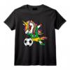 Unicorn Dabbing Licorne Brésil Football Drapeau Brésilien T-Shirt - Design Mignon pour les Fans de Football - Idée Cadeau pour Joueurs - Disponible pour Anniversaire ou Noël