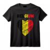 Drapeau Belgique - Tenue Vacances avec Cœur - T-Shirt pour Supporter l'Équipe Nationale