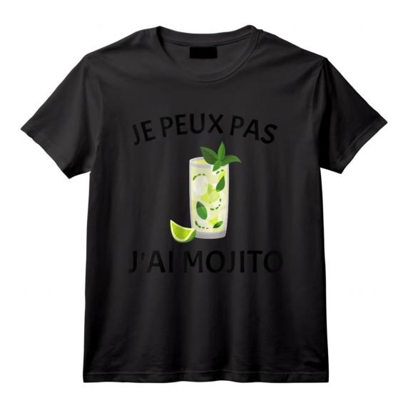 T-shirt Humoristique "J'peux Pas J'ai Mojito" - Coupe Classique, Manches Courtes, Coton Léger