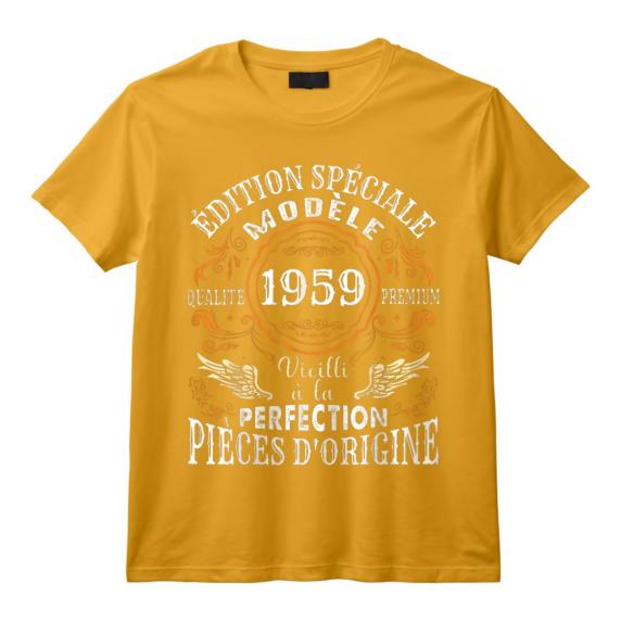 T-shirt Anniversaire "Octobre 1959 - 66 Ans" - Col En V, Coupe Classique - Cadeau Vintage Pour Homme Ou Femme